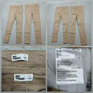 Epic Threads Girls Skinny Pants Lot of 2 Size 10 Khaki Stretch Jeans